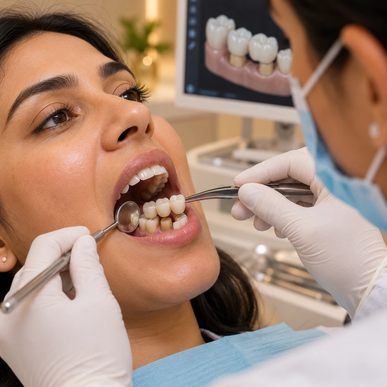 Dental crowns and bridges restorative treatment at Dermadent Clinic Udaipur